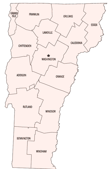 Map of Vermont Counties